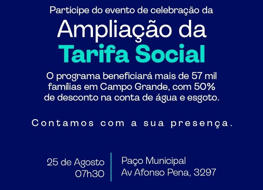Campo Grande amplia Tarifa Social de Água e Esgoto para 57 mil famílias