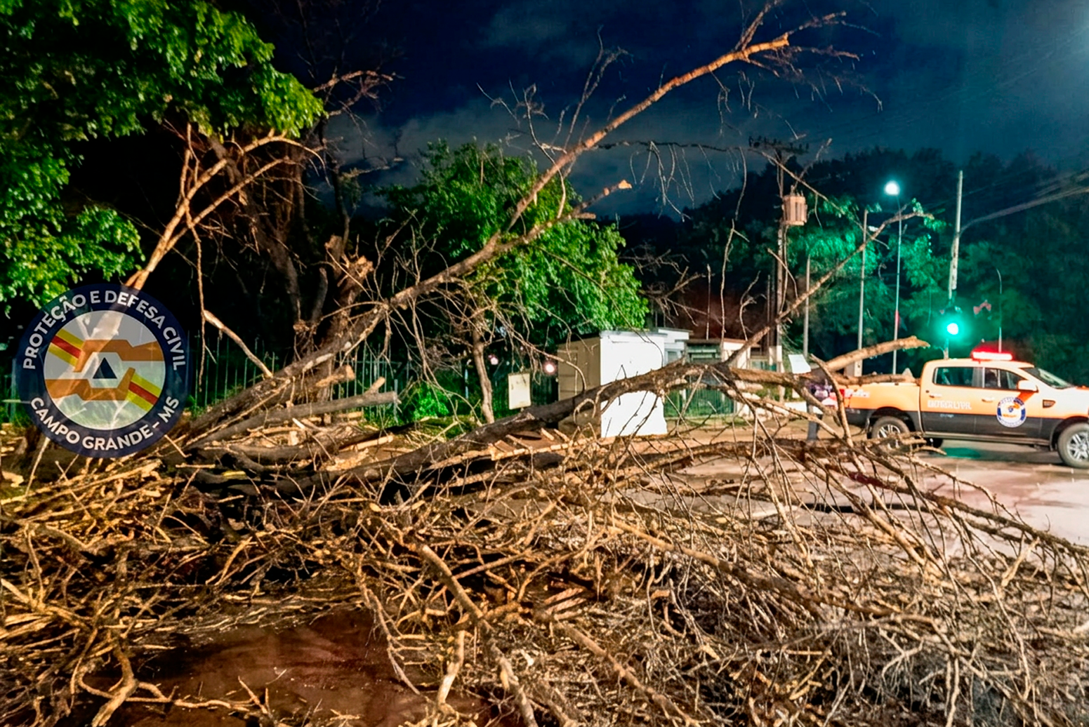 Defesa Civil atende 40 ocorrências e libera vias após temporal em Campo Grande